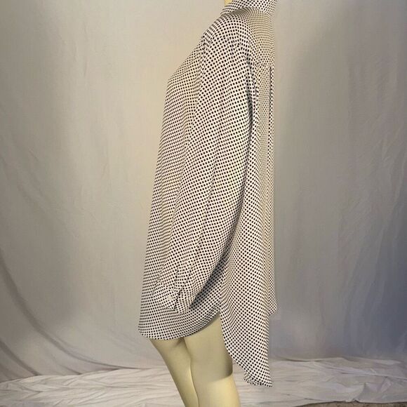 Como Blu Black and White Polka Dot Long Sleeve Chiffon Button Down Shirt Size 3X - Picture 8 of 12